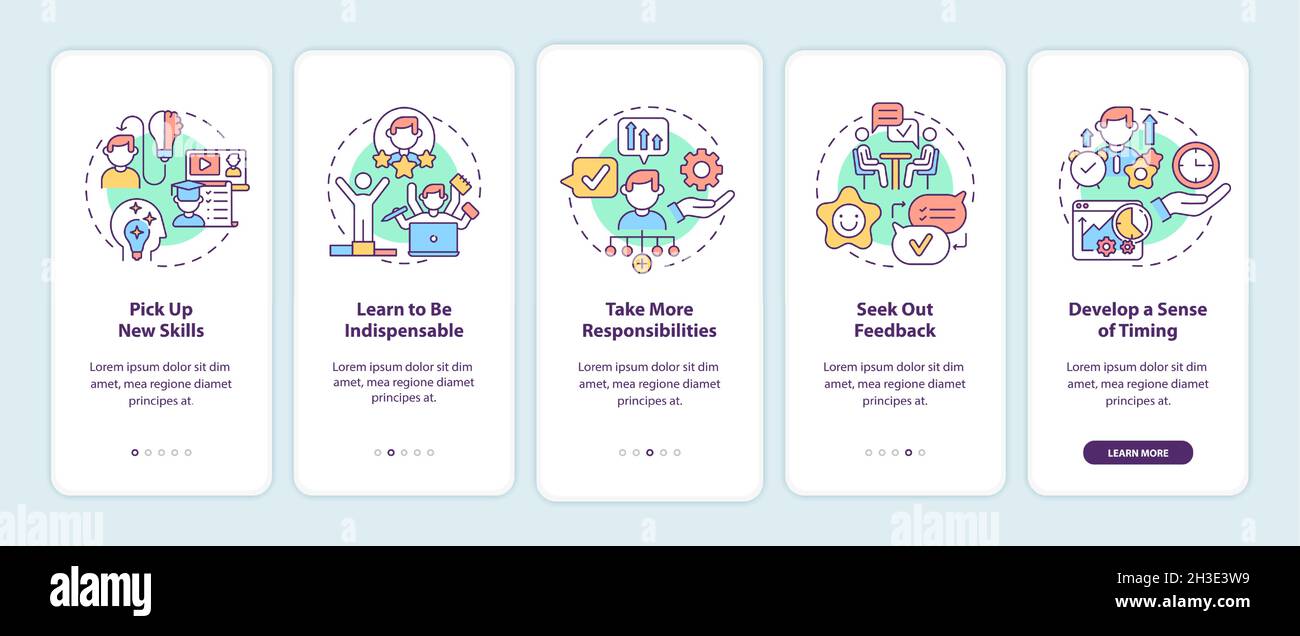 Career advancement process onboarding mobile app page screen Stock Vector