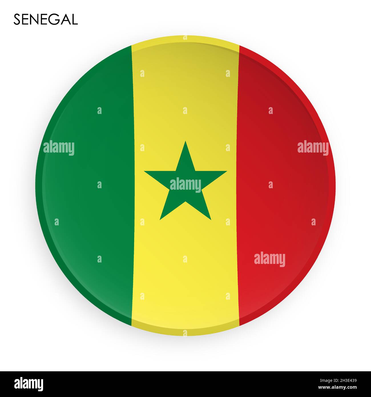 SENEGAL flag icon in modern neomorphism style. Button for mobile application or web. Vector on white background Stock Vector