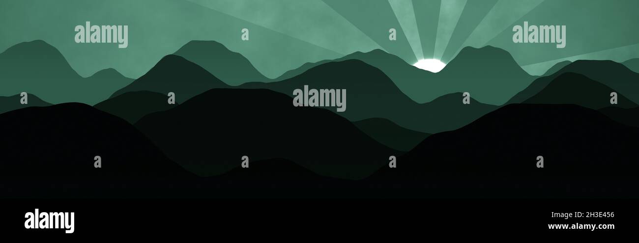design mountains ridges at sun rising time computer graphics background ...