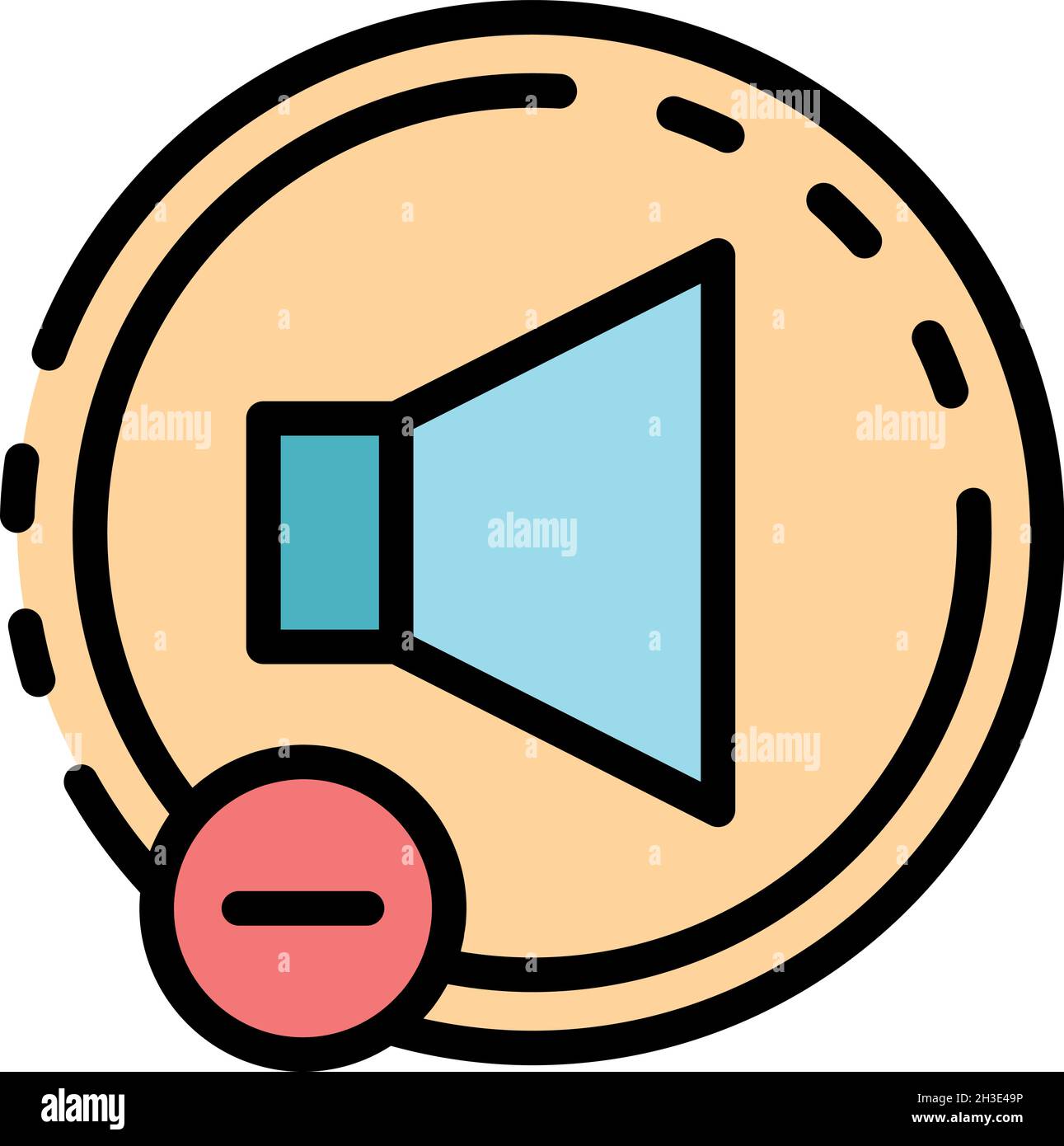 Volume down sign icon. Outline volume down sign vector icon color flat ...
