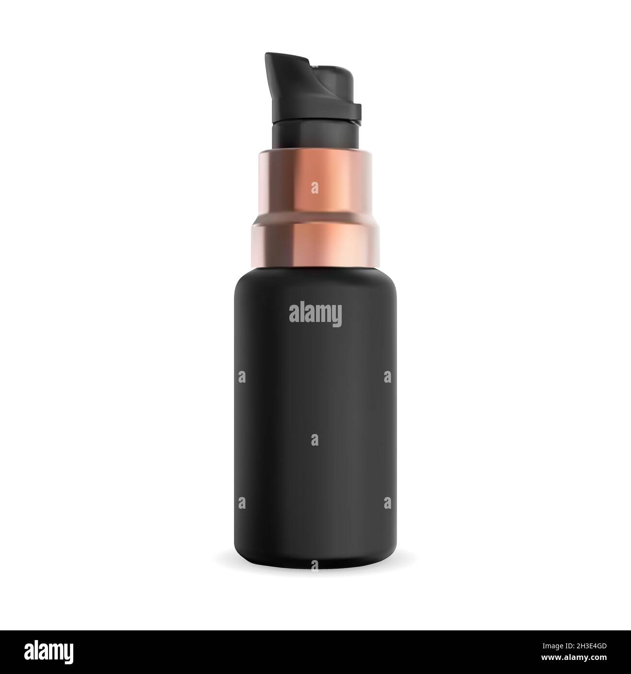 Pump bottle. Black airless cosmetic serum container mockup. Face skin