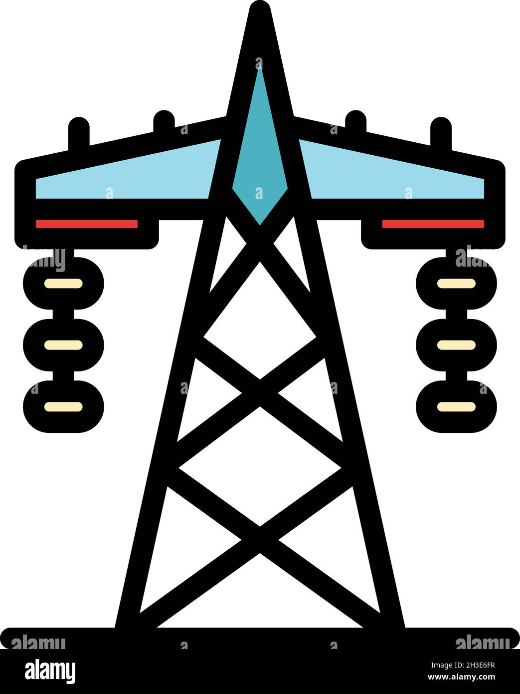 Transmission tower icon. Outline transmission tower vector icon color