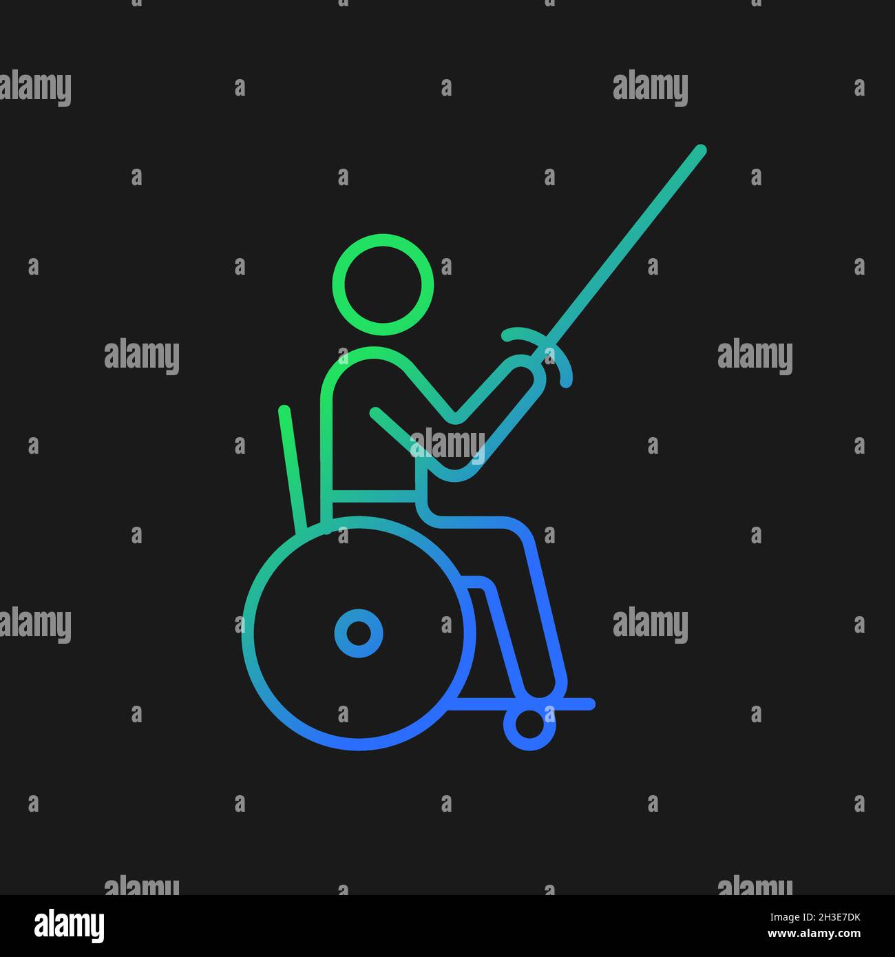 Wheelchair fencing gradient vector icon for dark theme Stock Vector