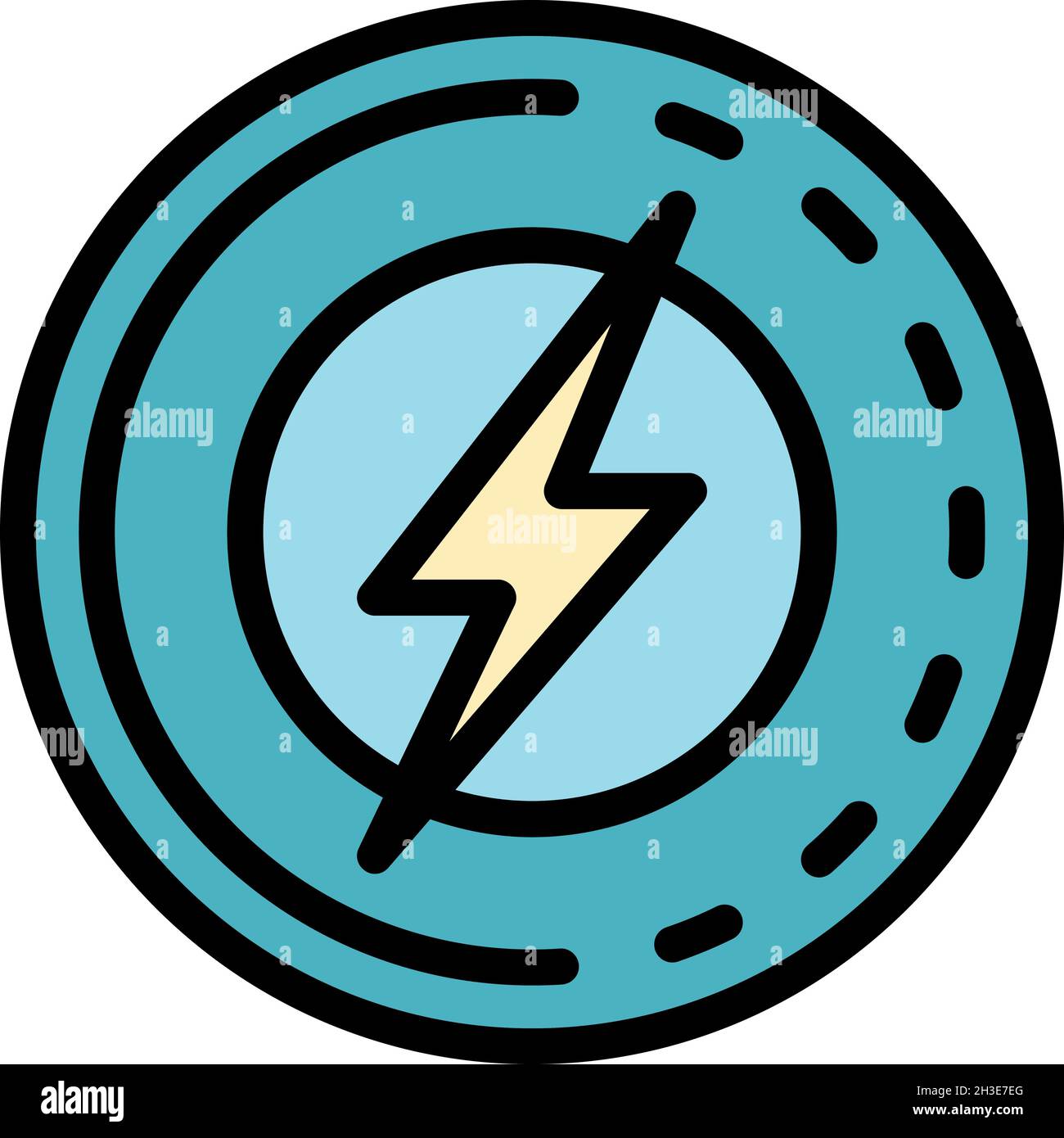 Lightning in a circle icon. Outline lightning in a circle vector icon ...