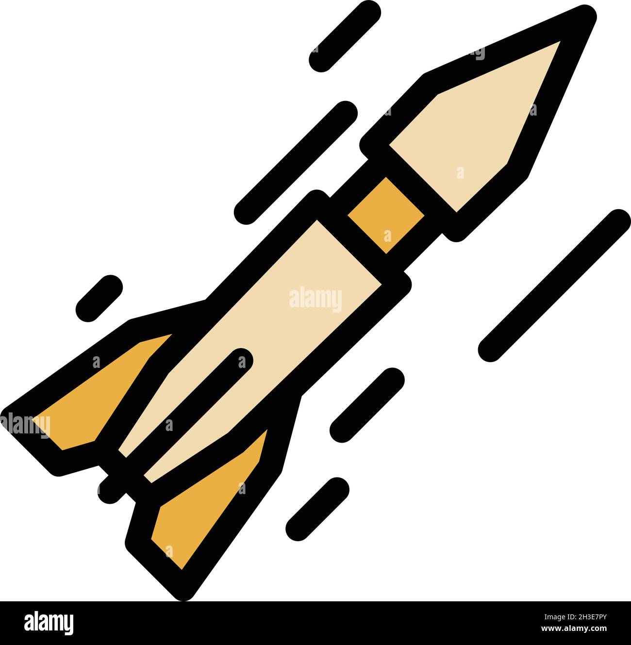 Short range ballistic missile icon. Outline short range ballistic missile vector icon color flat isolated Stock Vector