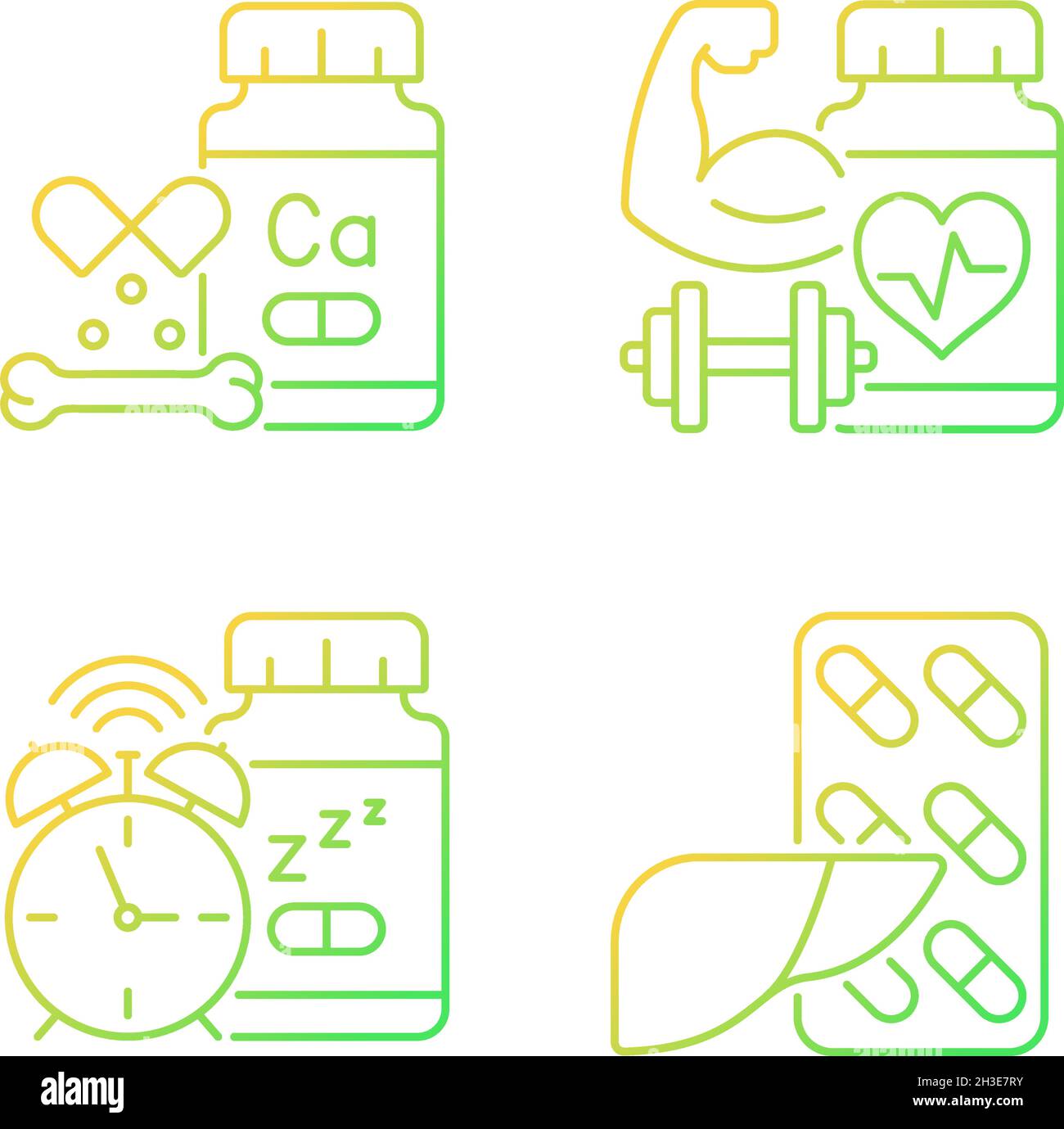 Food supplements gradient linear vector icons set Stock Vector