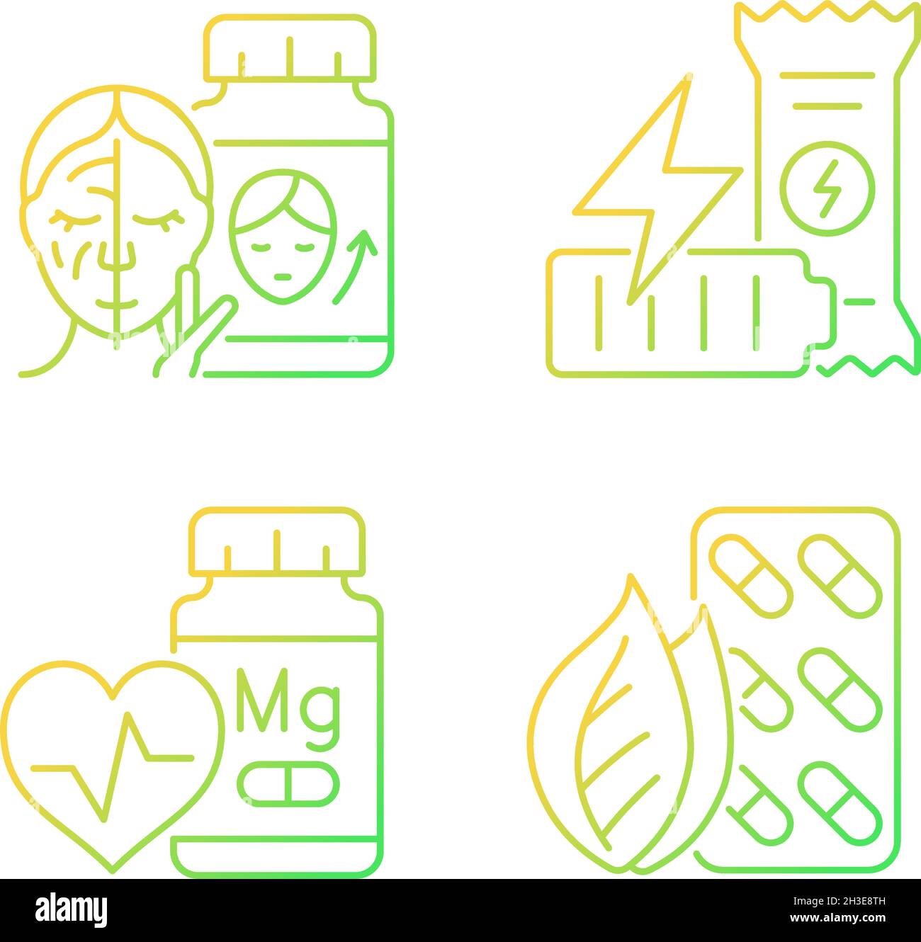 Food supplements gradient linear vector icons set Stock Vector