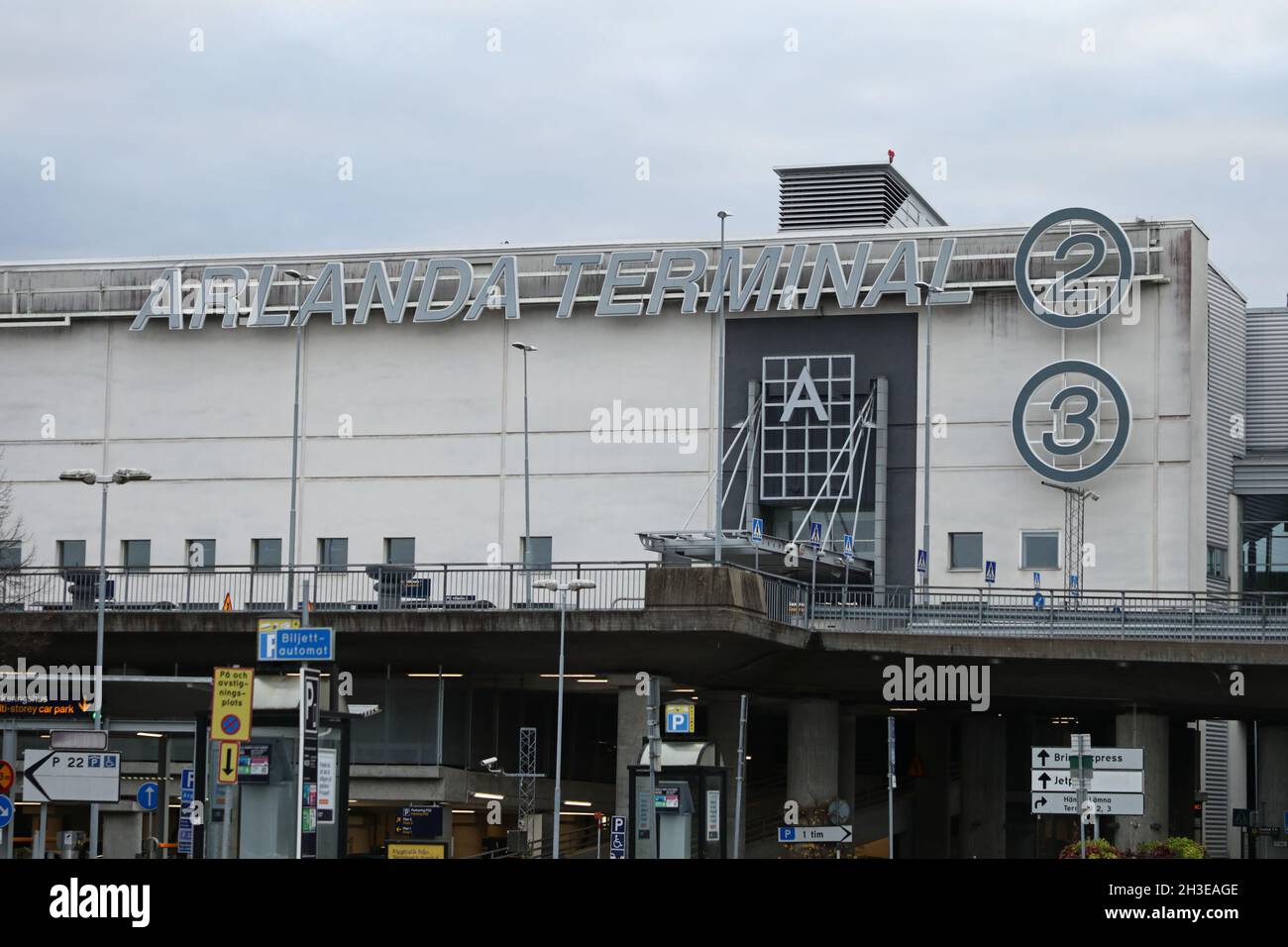 Terminal 2 and 3 at Stockholm Arlanda airport, Arlanda, Sweden, during Sunday Stock Photo Alamy