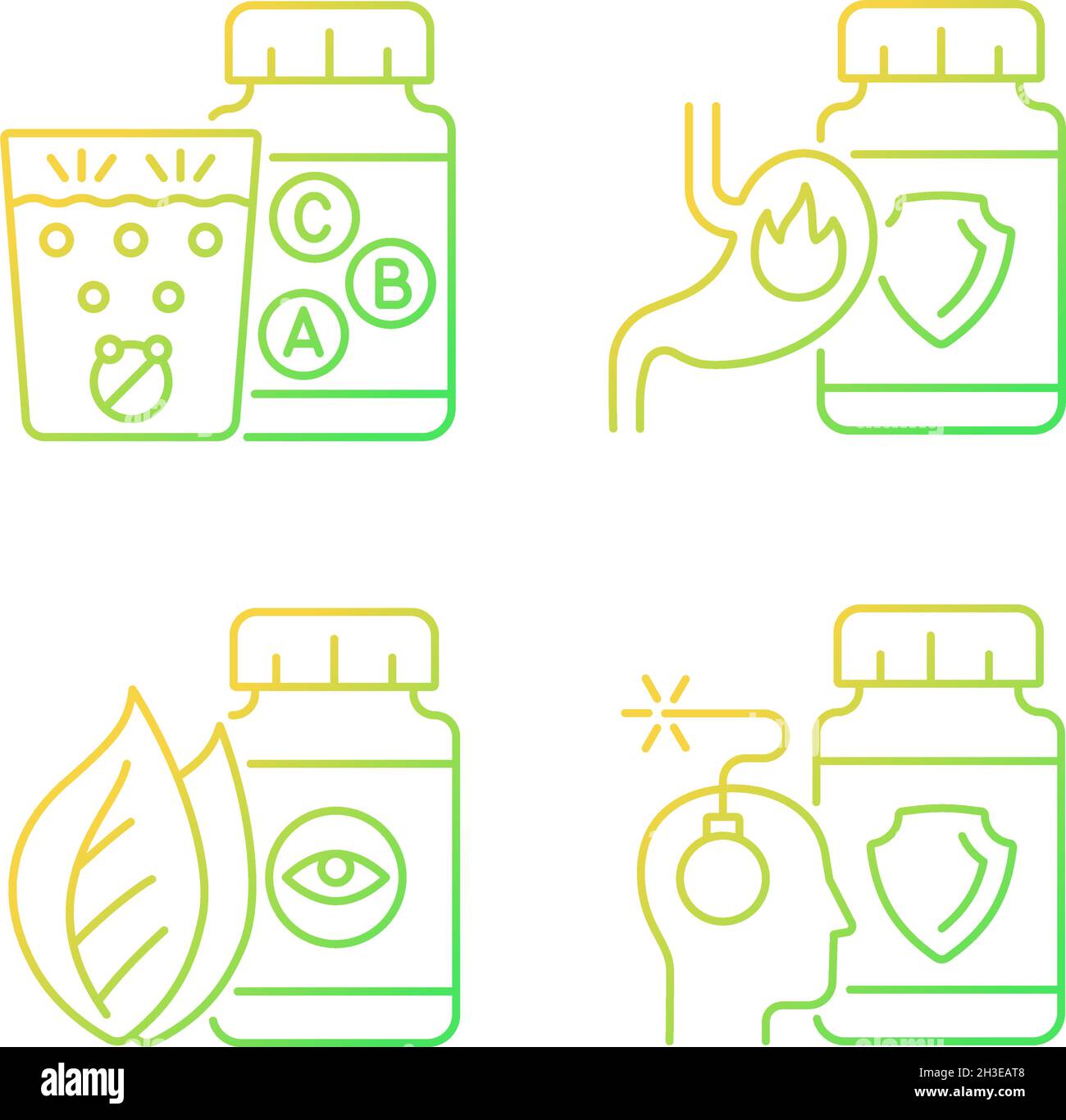Food supplements gradient linear vector icons set Stock Vector