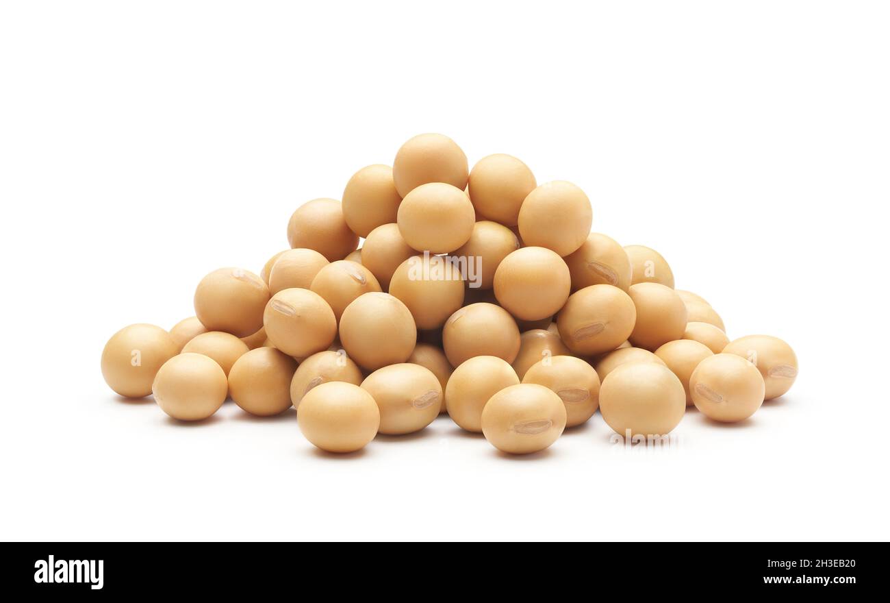Heap of soybeans isolated on white background - Clipping path included Stock Photo