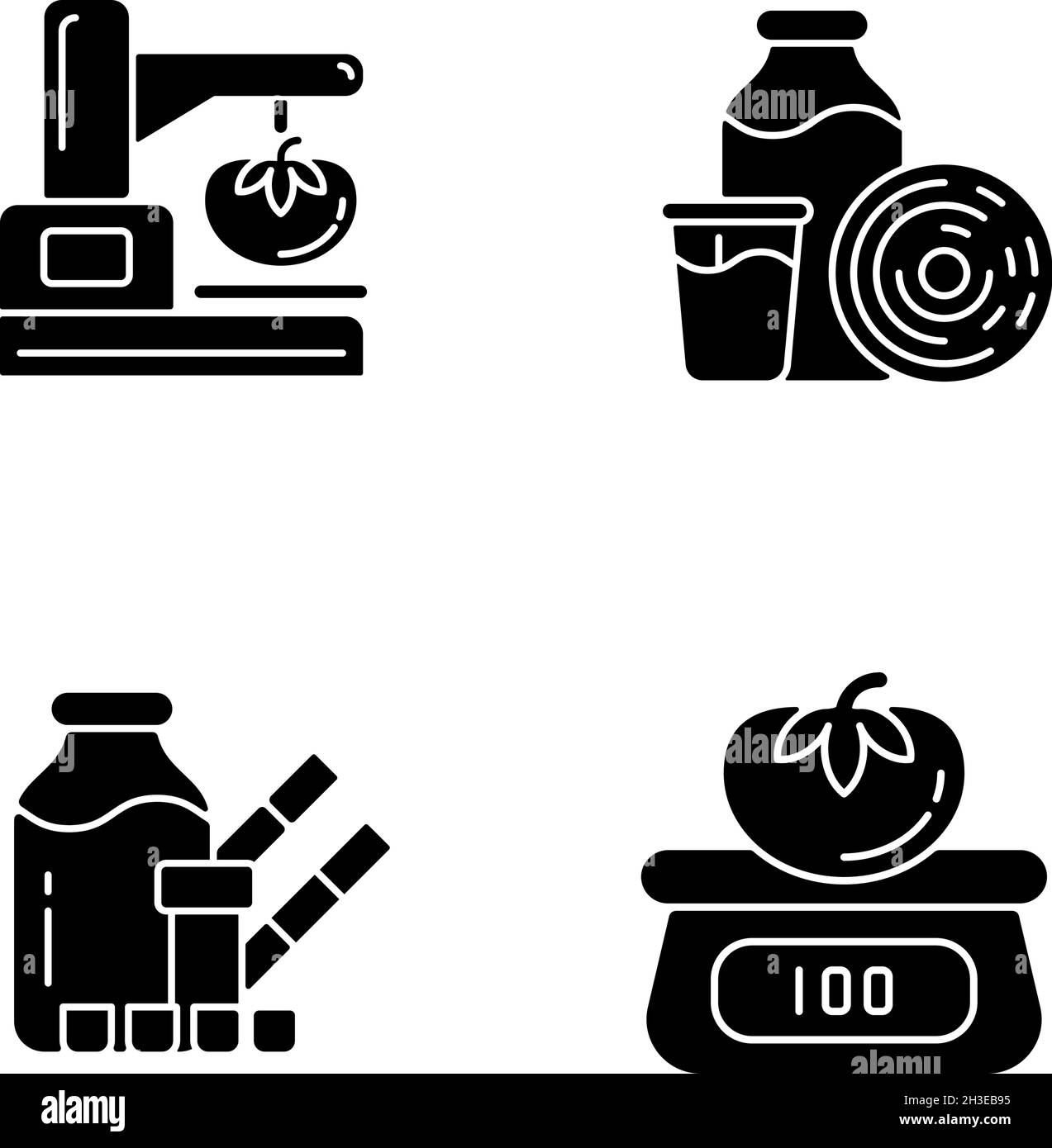 Food physical property test black glyph icons set on white space Stock ...