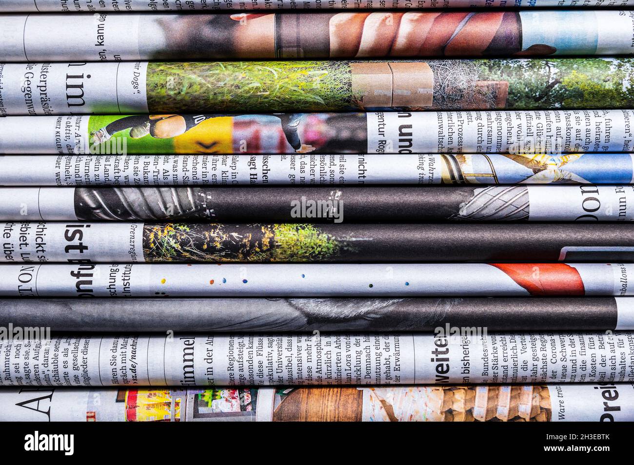 Latest News Concept: A stack of folded newspapers Stock Photo