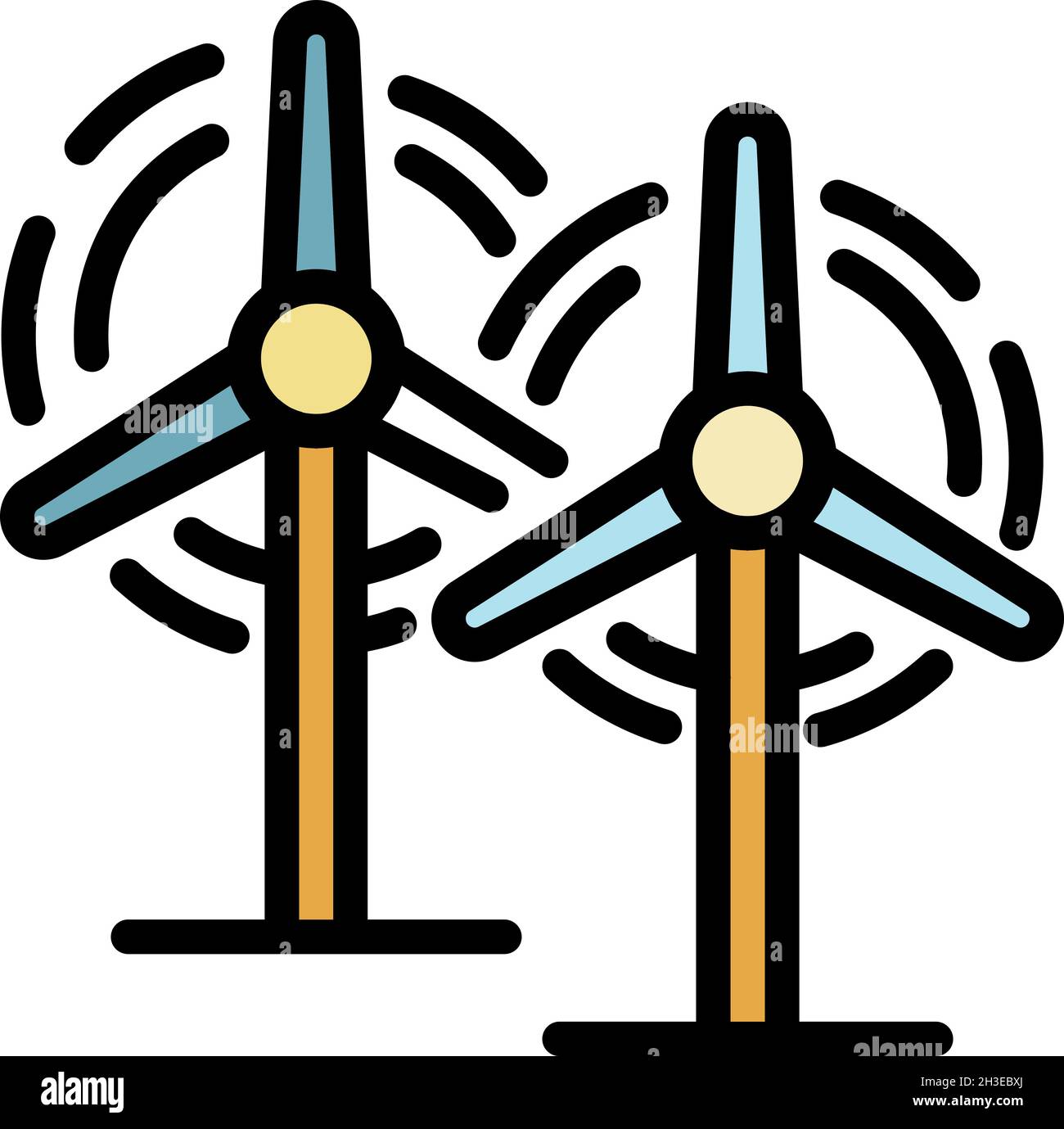 Wind power plant icon. Outline wind power plant vector icon color flat