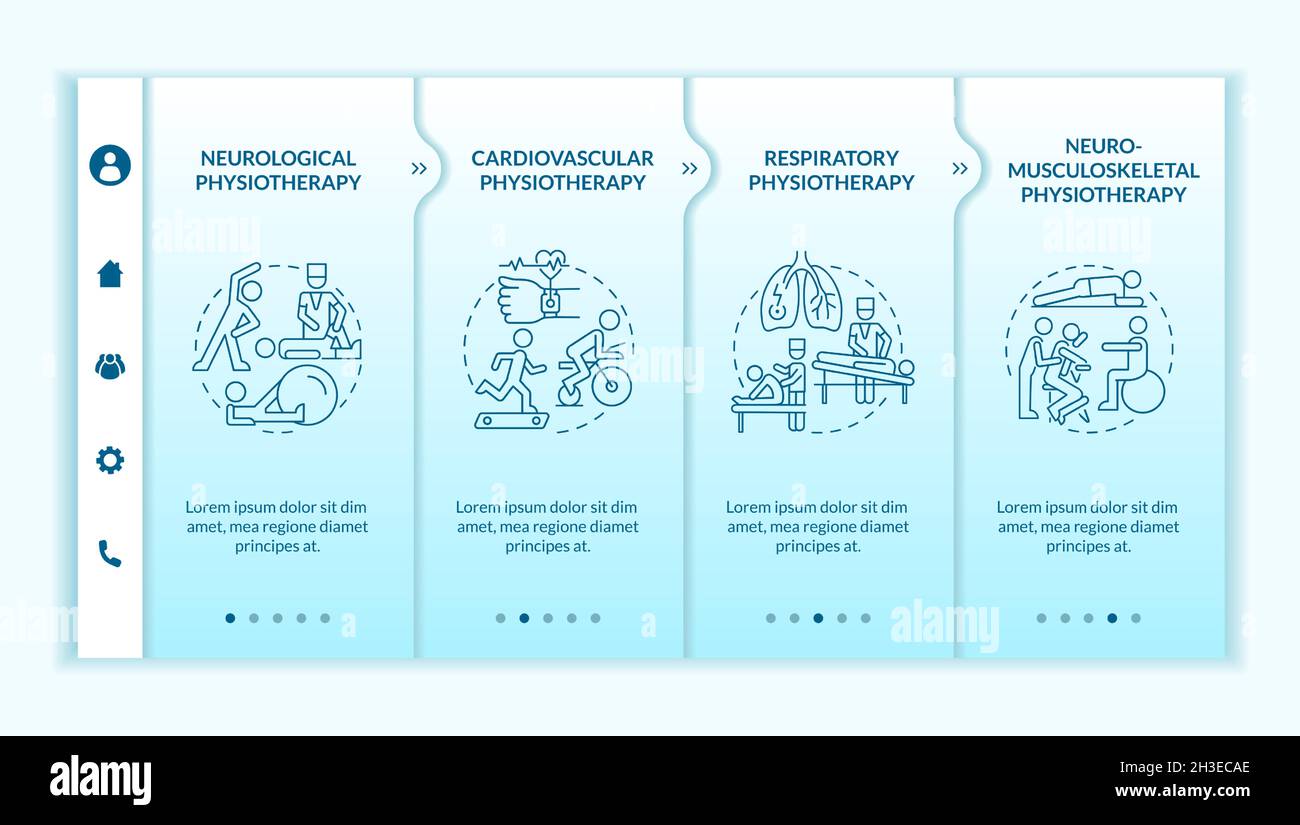 Physiotherapy types onboarding vector template Stock Vector
