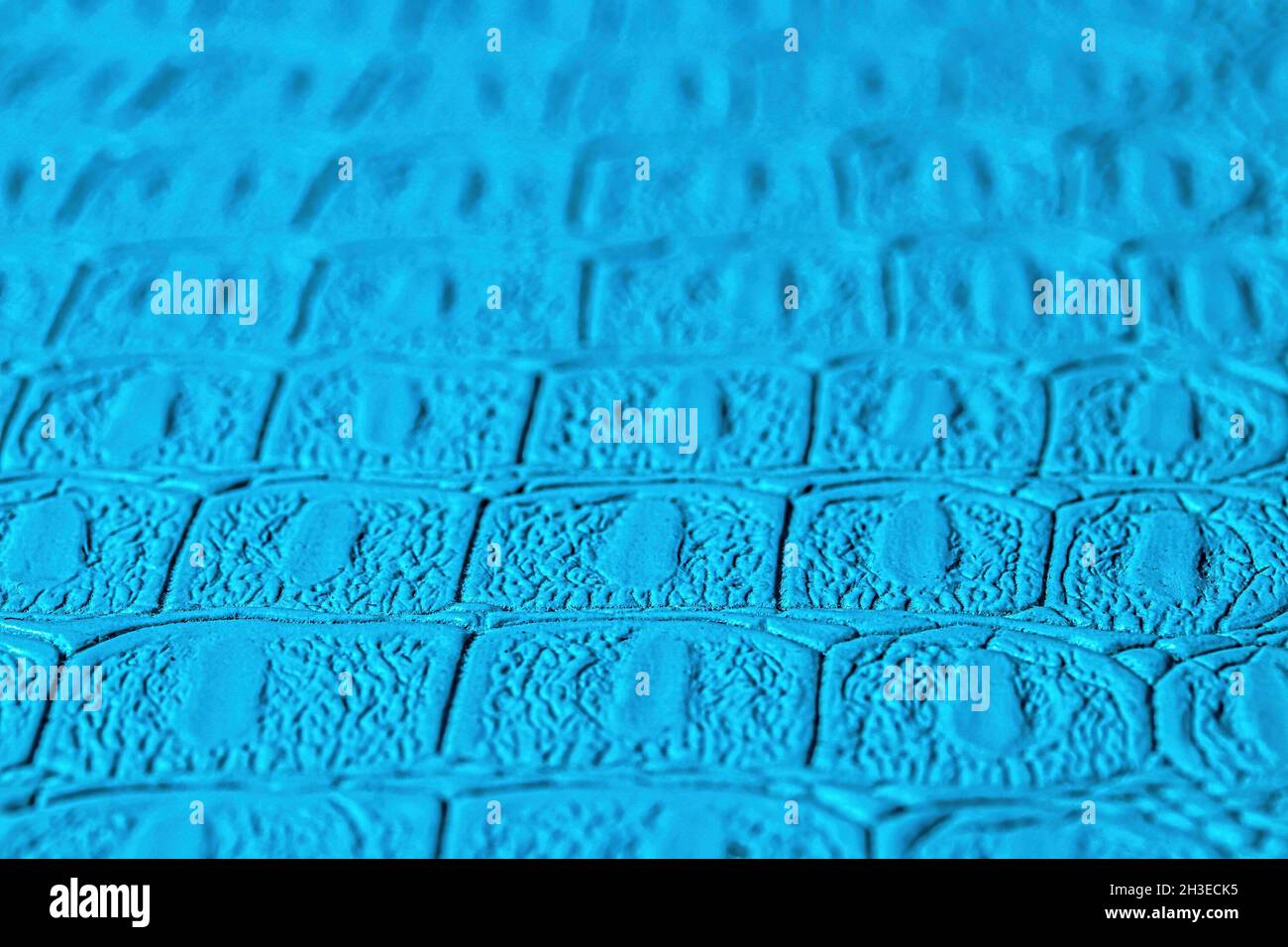 Blue crocodile leather texture. Abstract background for design. Stock Photo