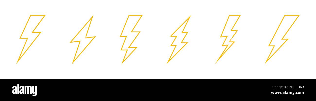 Flash icon set line style Stock Vector
