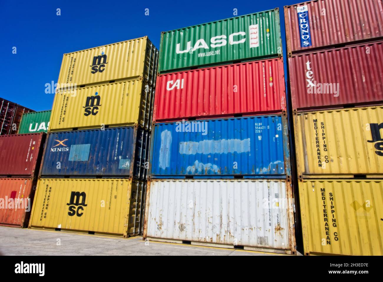 shipping container Mazatlan Mexico Stock Photo