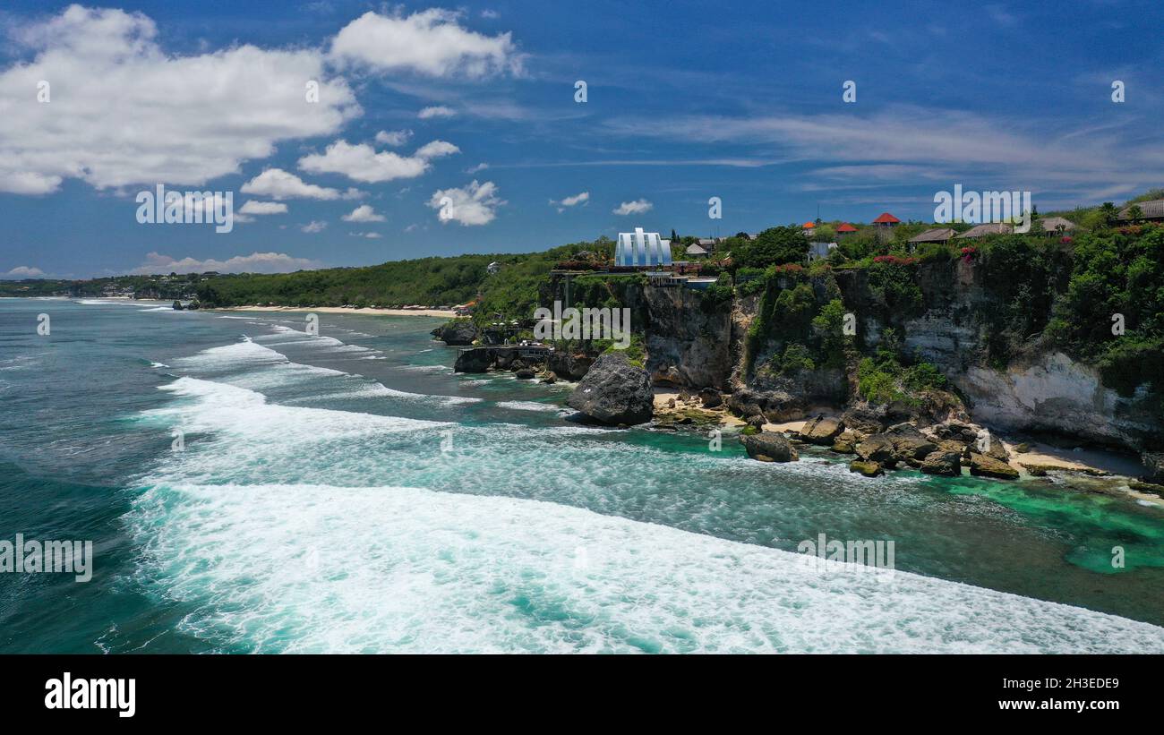 aerial view of white waves in Suluban beach Uluwatu Bali Stock Photo ...