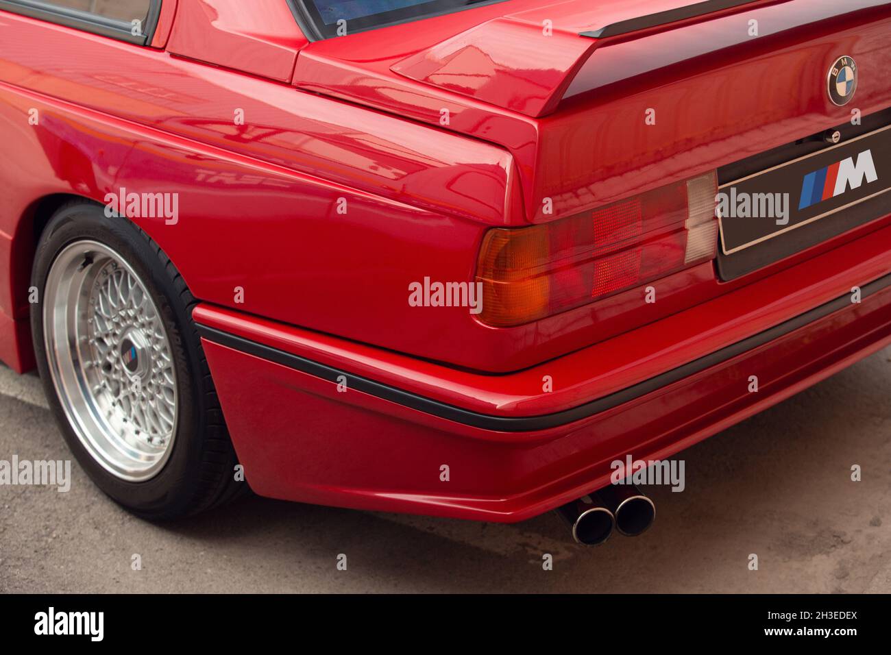 Cartes, Spain - October 16, 2021: Clasic car show. The first BMW M3 was based on the E30 3 Series ,and It was presented to the public at the 1985 Fran Stock Photo