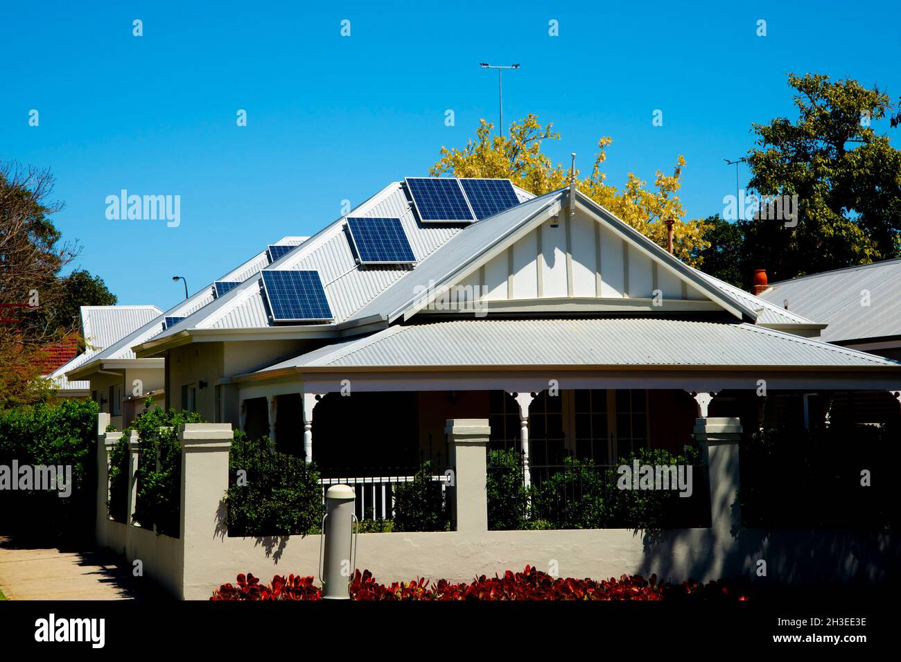 Residential Solar Panels on House Stock Photo