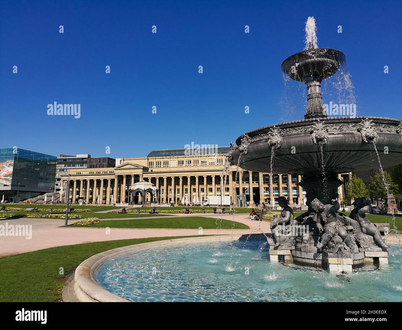 STUTTGART, GERMANY - Apr 26, 2021: Schlossplatz, city centre and ...