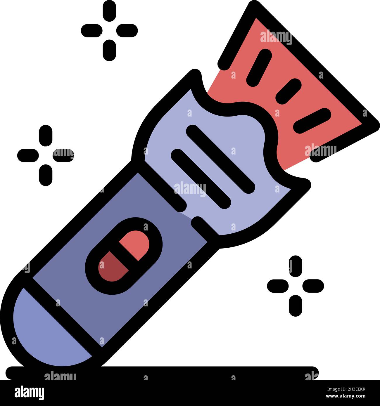 Guard flashlight icon. Outline guard flashlight vector icon color flat isolated Stock Vector
