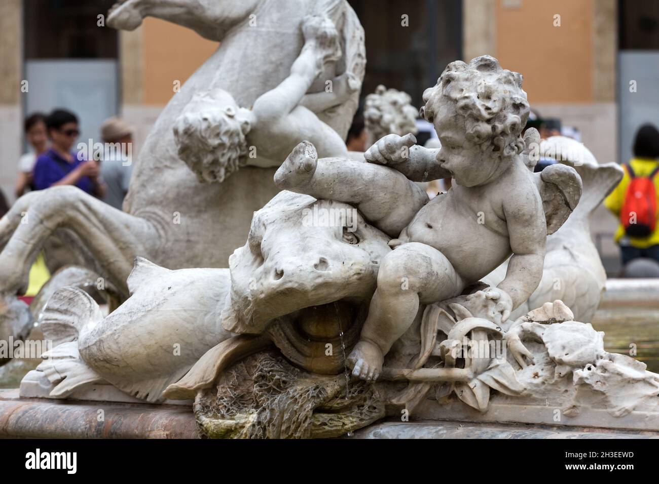 Piazza Navona Fountain of Neptun. Designed by Giacomo della Porta (1574 ...