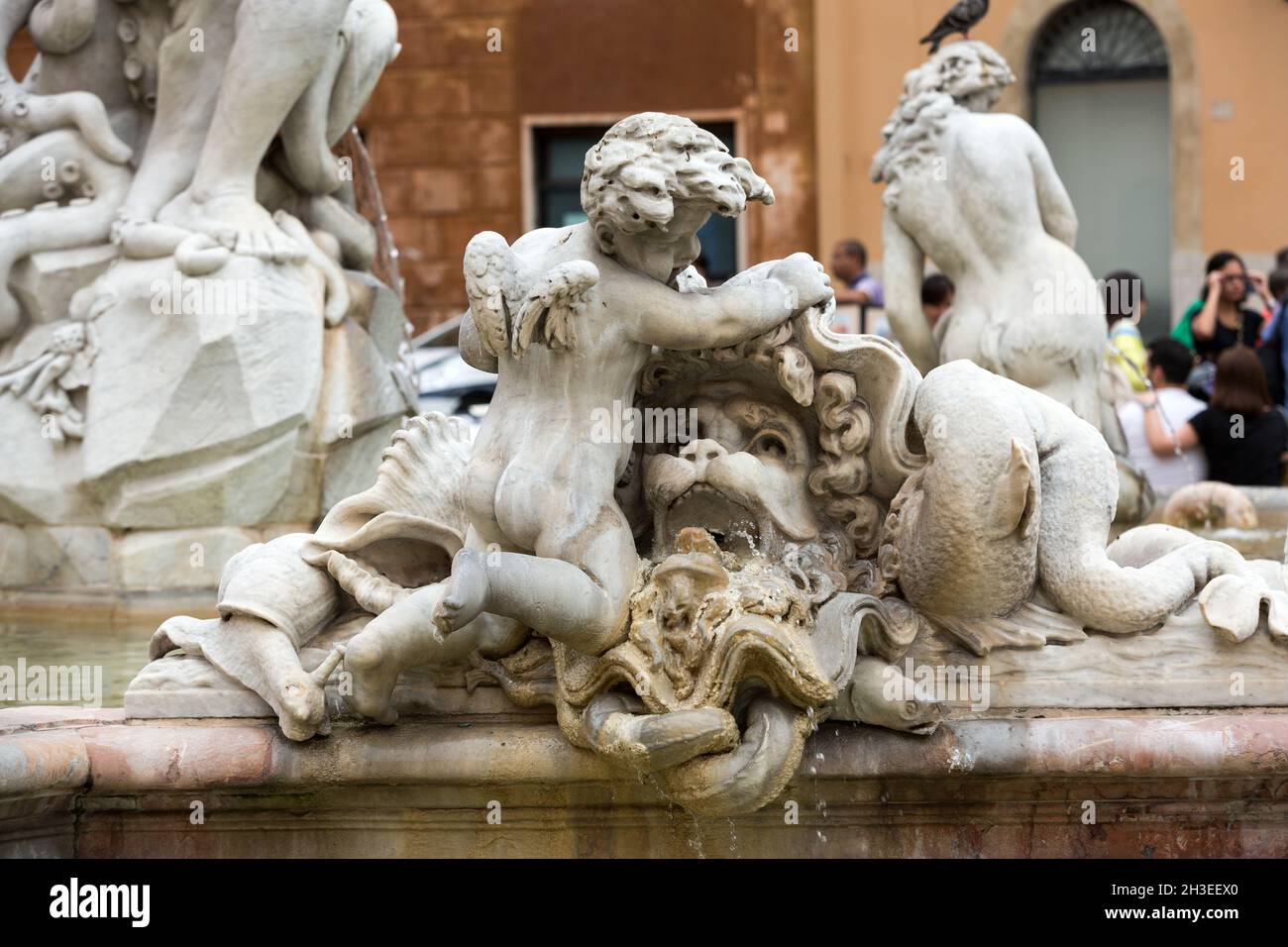 Piazza Navona Fountain of Neptun. Designed by Giacomo della Porta (1574 ...