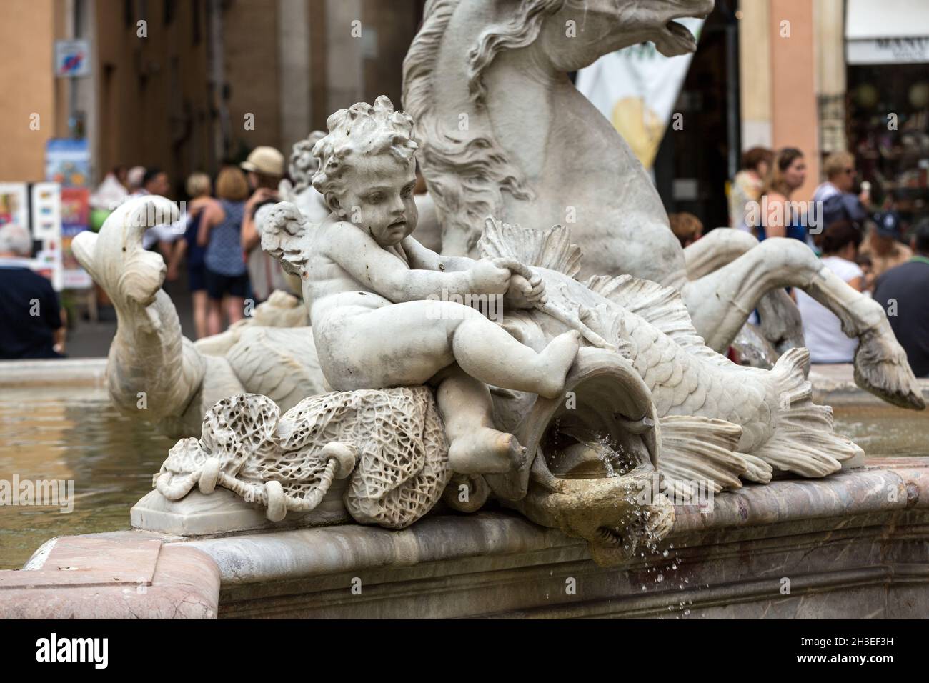Piazza Navona Fountain of Neptun. Designed by Giacomo della Porta (1574 ...