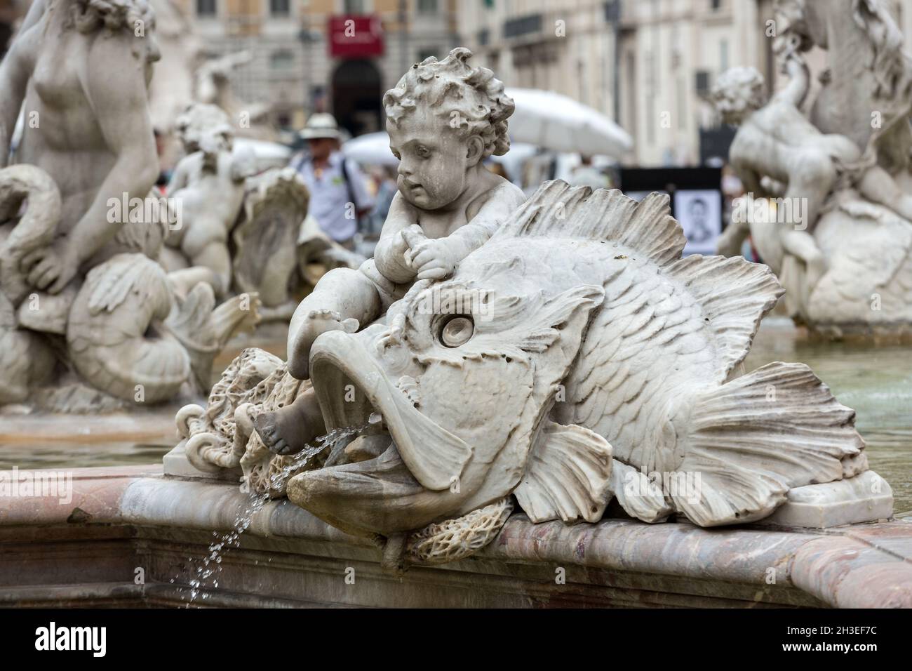 Piazza Navona Fountain of Neptun. Designed by Giacomo della Porta (1574 ...