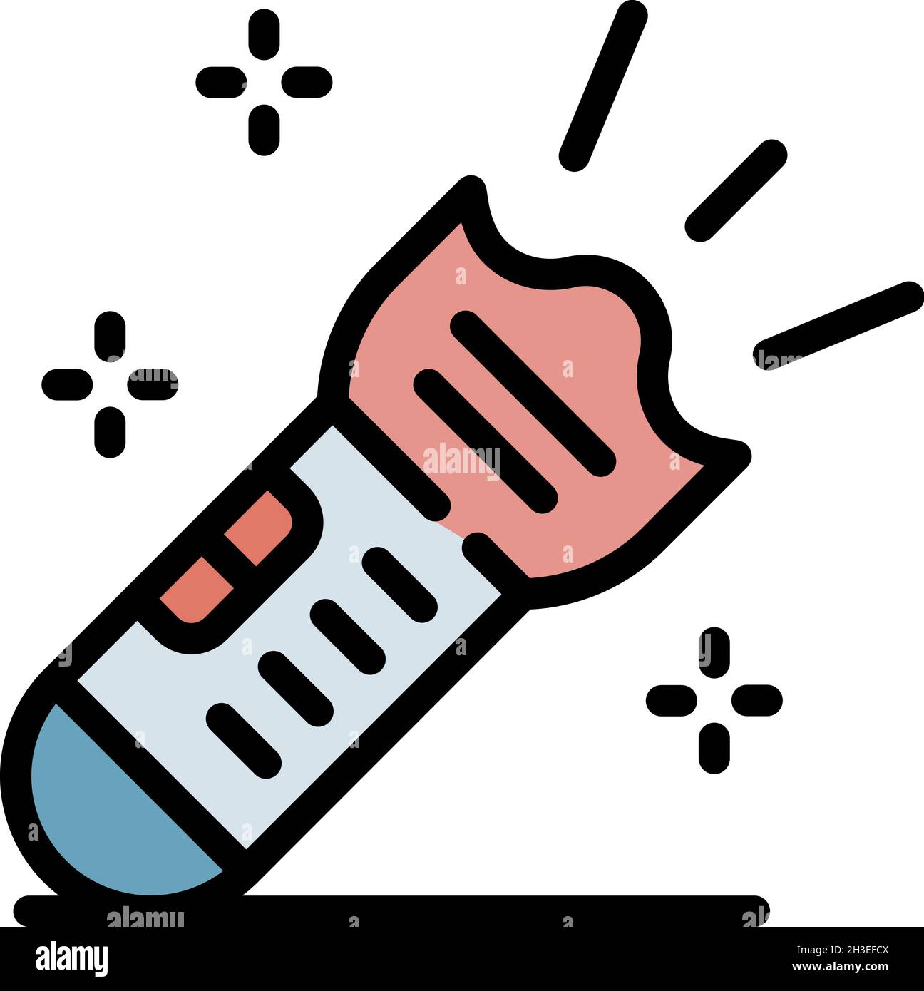 Policeman flashlight icon. Outline policeman flashlight vector icon color flat isolated Stock Vector