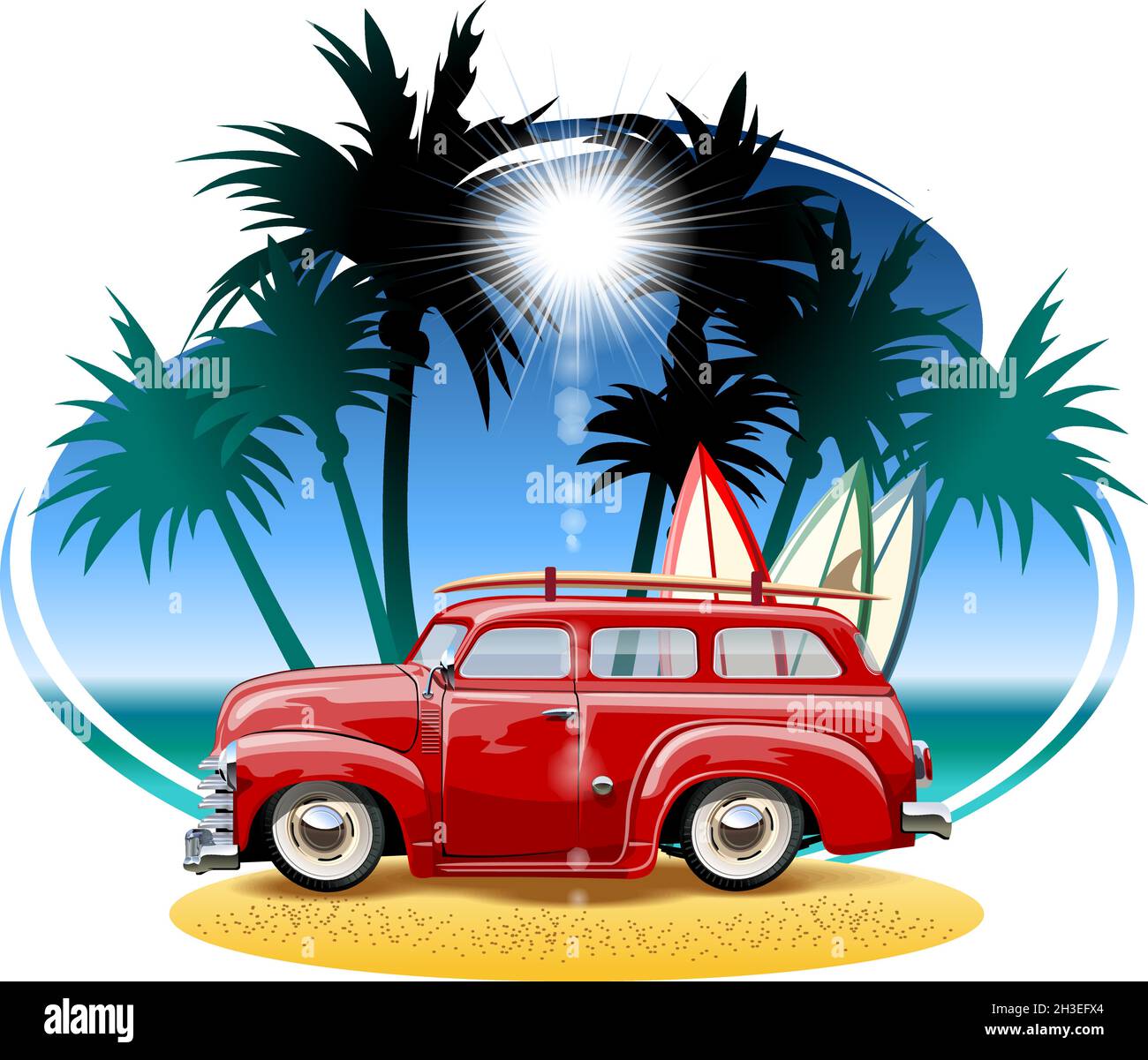Vector cartoon camper. Available eps-10 vector format separated by groups with transparency effects for one-click repaint Stock Vector