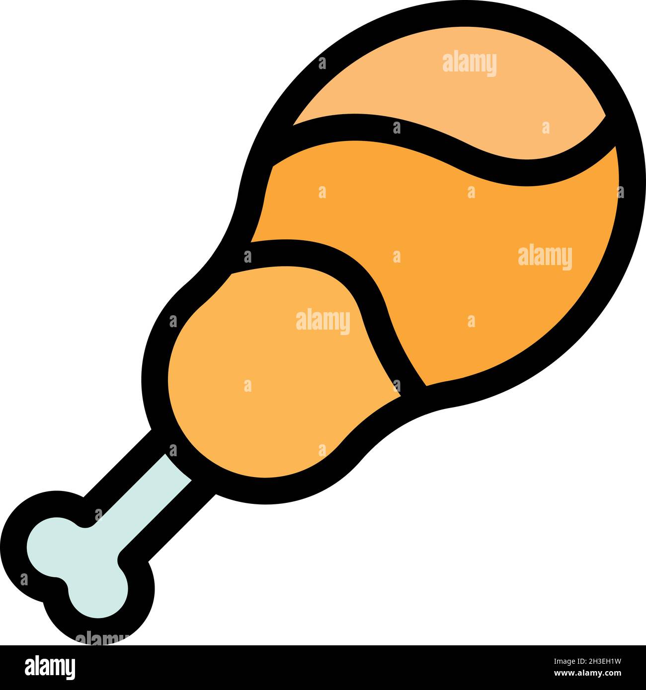 Meat bone icon. Outline meat bone vector icon color flat isolated Stock
