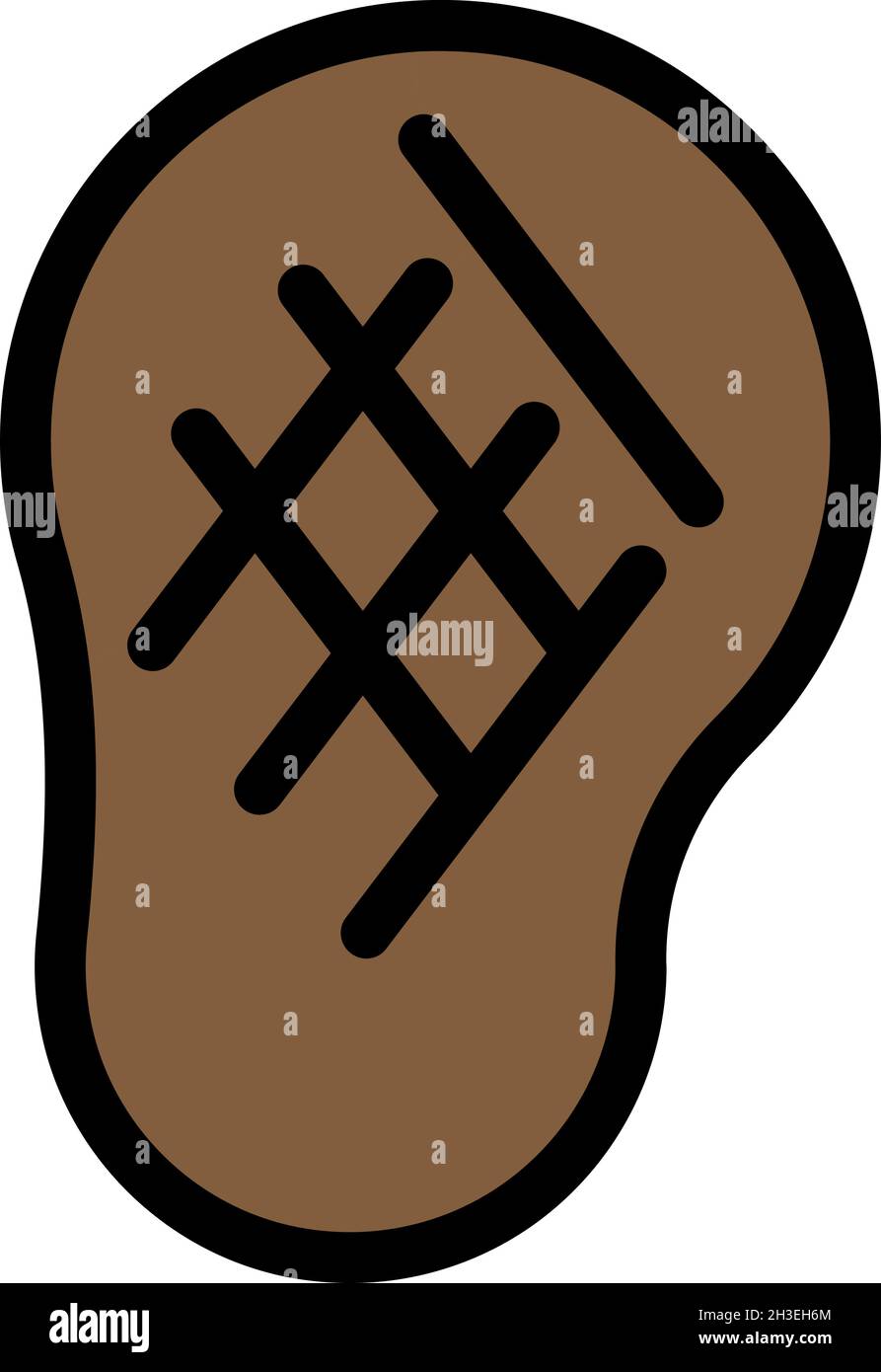 Bbq steak icon. Outline bbq steak vector icon color flat isolated Stock ...