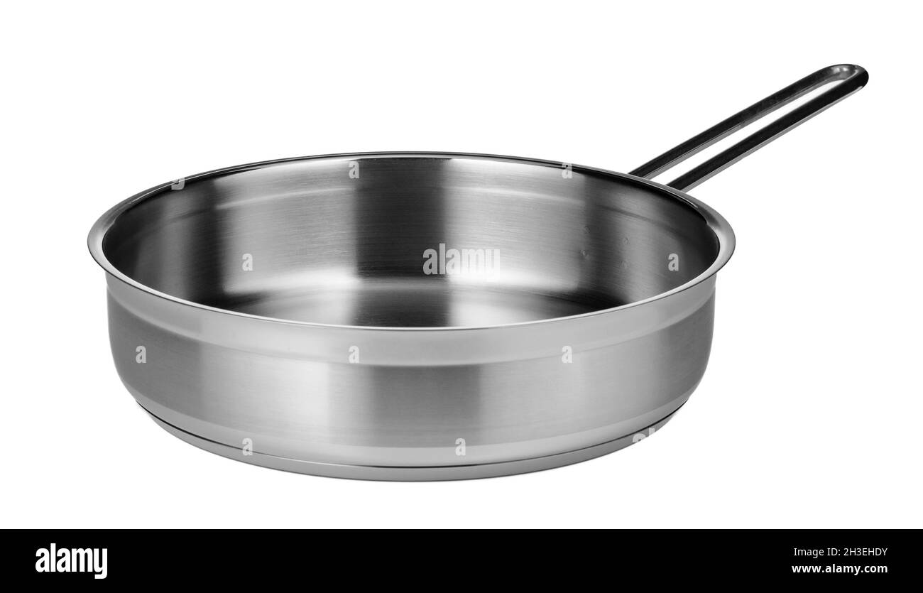 Stainless steel pan isolated on white background Stock Photo Alamy