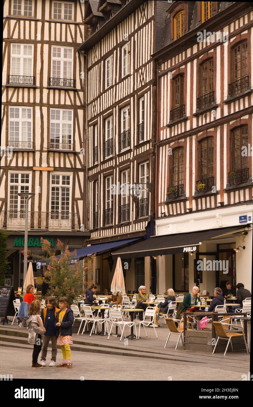 France, Normandie, Rouen, half timbered house, traditional architecture