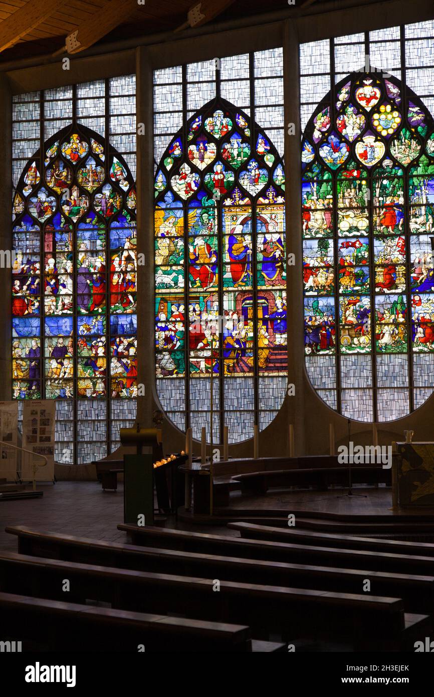 France, Normandie, Rouen, Church of Saint Joan of Arc, stained glass