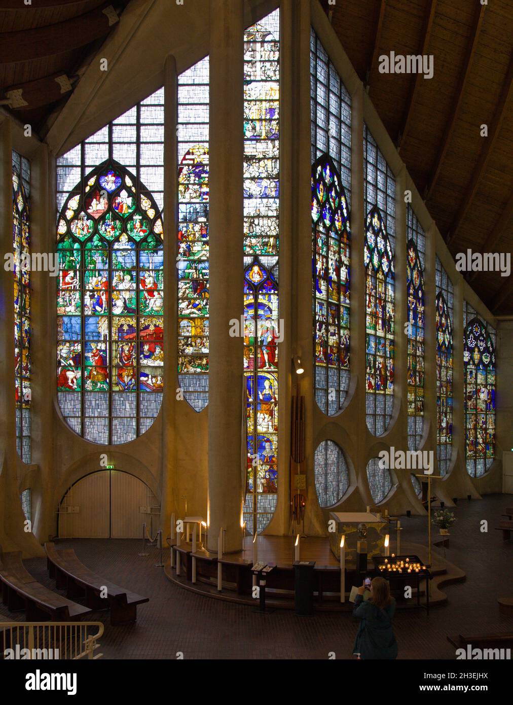 France, Normandie, Rouen, Church of Saint Joan of Arc, stained glass