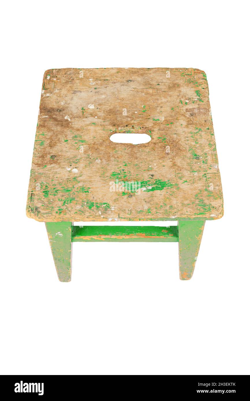 Small Green Painted Wooden Stool