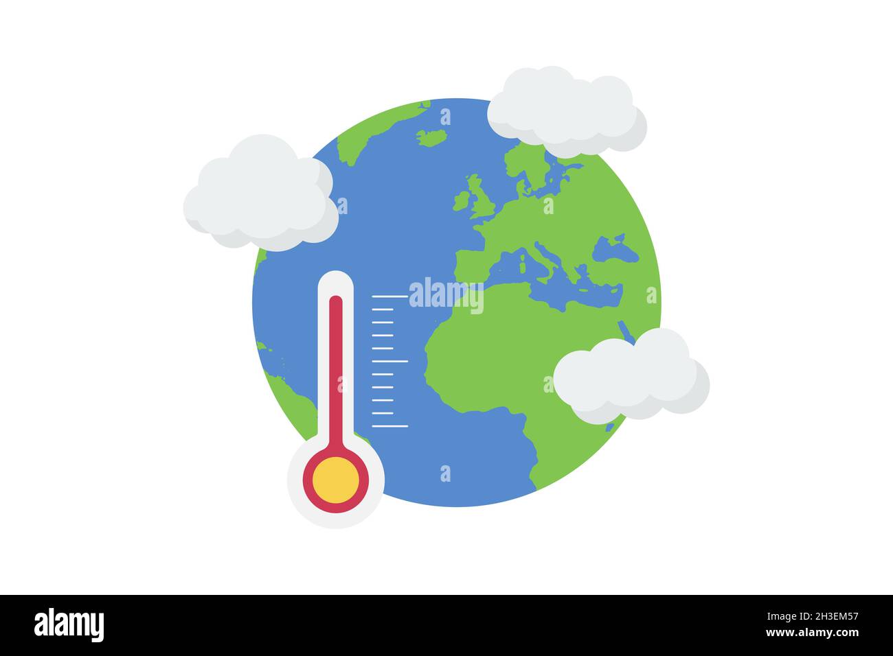 Global warming icon. Earth with thermometer Stock Vector Image