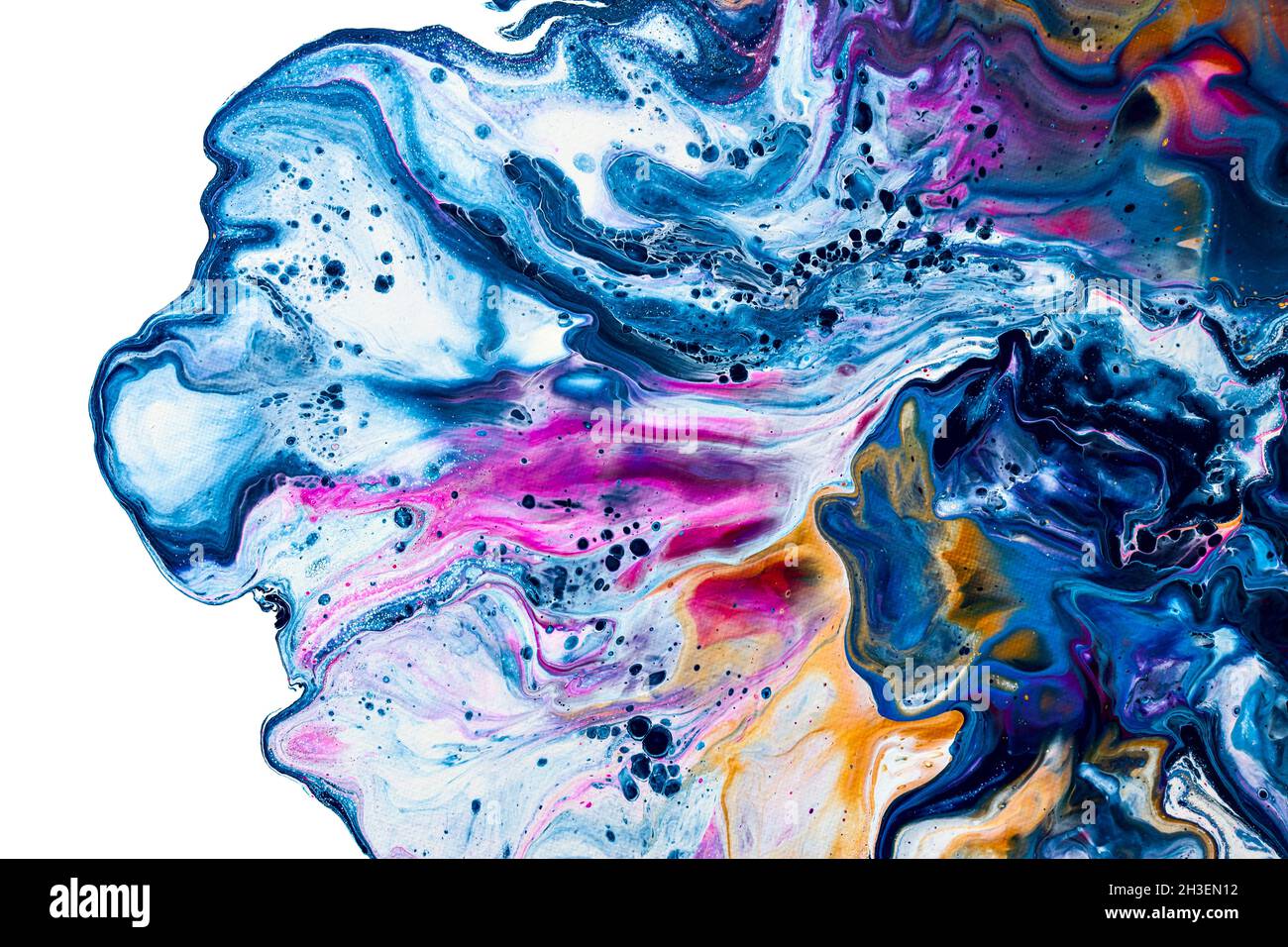 Acrylic paint pouring. Fluid art abstract flower petals isolated on the  white background Floral theme Stock Photo - Alamy