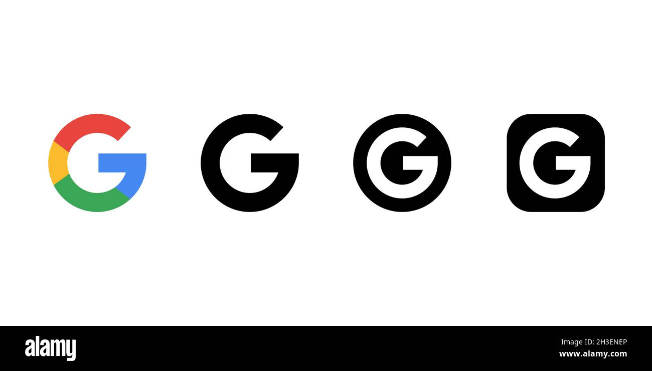 Google logo icon isolated on white background. Editorial image. Vinnitsia, Ukraine. Fabruary 01, 2021. Stock Vector