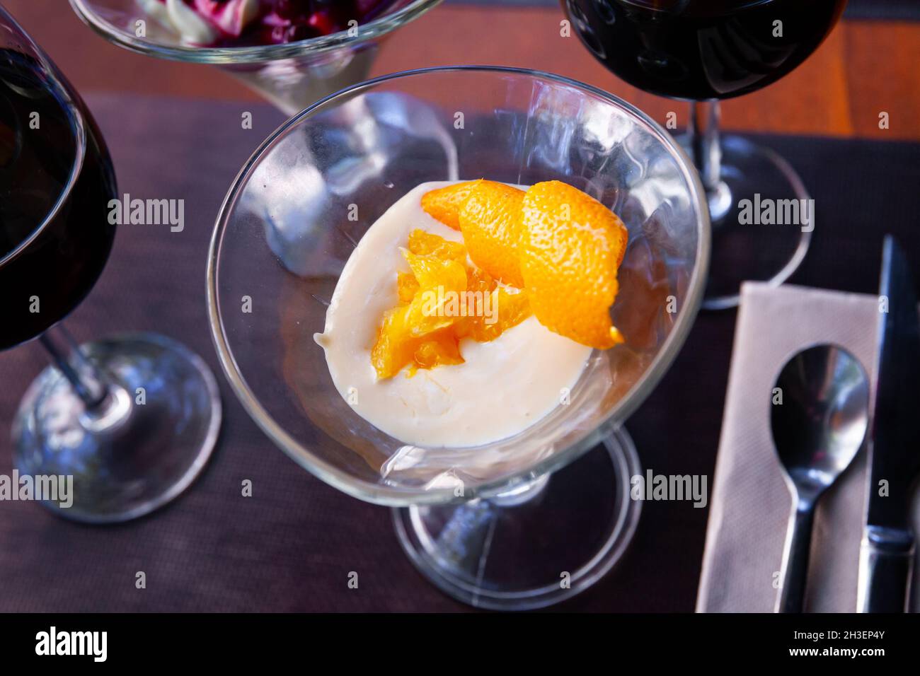 Light creamy dessert with natural sweetness of orange Stock Photo Alamy