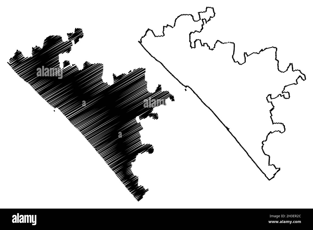 Porbandar district (Gujarat State, Republic of India) map vector ...