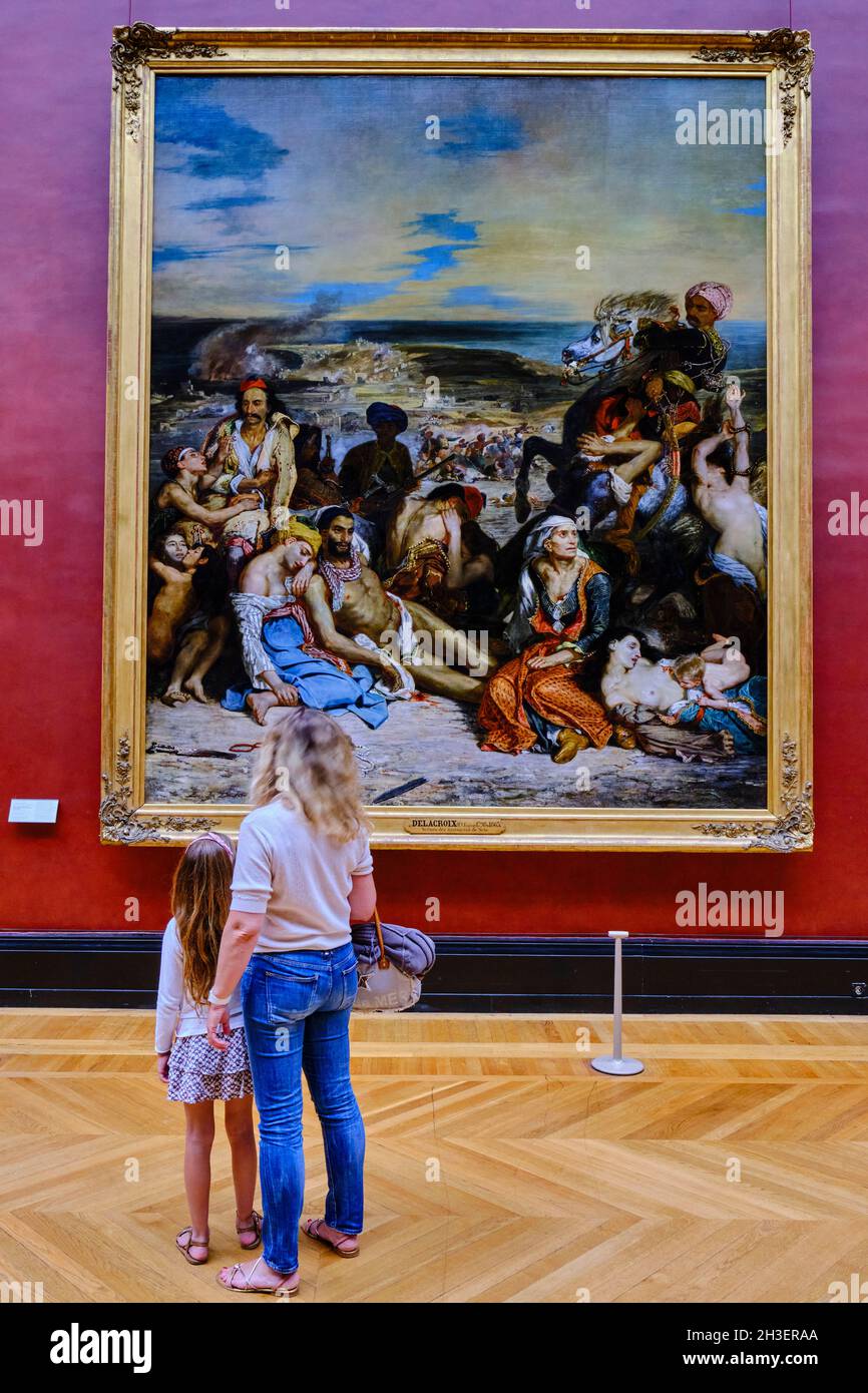 France, Paris, Louvre museum, Massacres at Chios by Eugène Delacroix Stock Photo Alamy