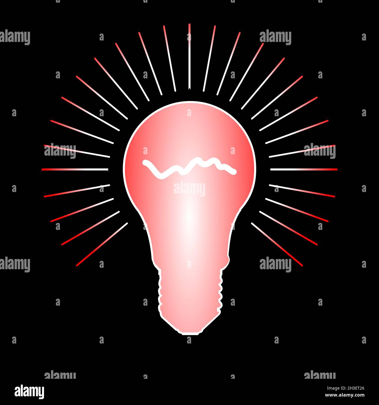 Cartoon style glowing light bulb shape set over a colored background Stock Photo