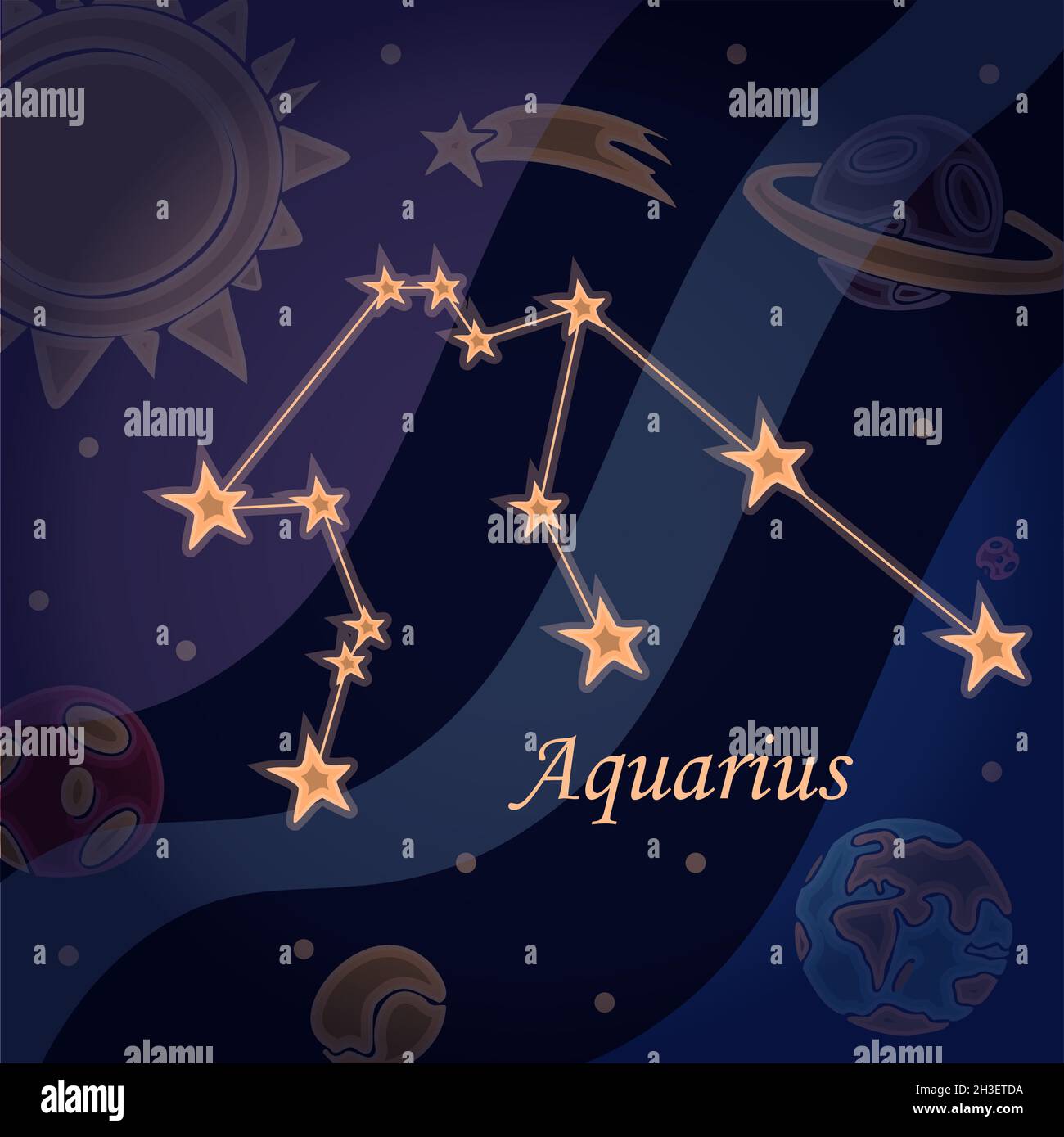 Doodle constellation of the aquarius Symbol of the zodiac signs Vector  illustration of astrology and astronomy. Horoscopes bright stars in cosmos  Stock Vector Image & Art - Alamy