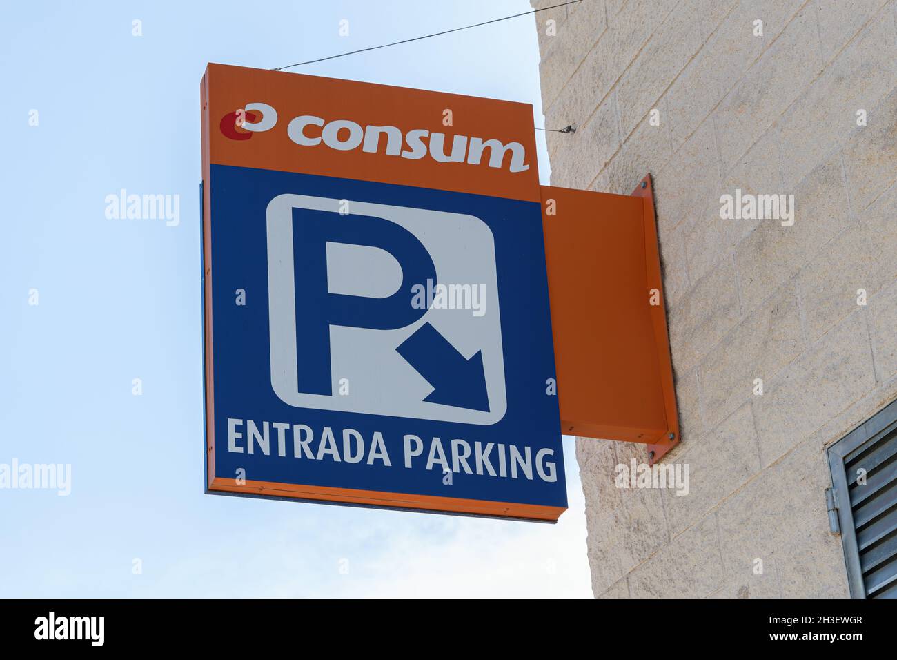 SAN ANTONIO BENAGEBER, SPAIN - OCTOBER 27, 2021. Consum is a Spanish supermarket chain, based in Silla Stock Photo