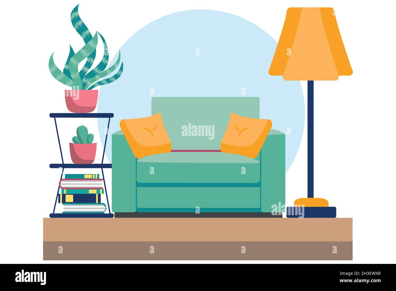 Living room with furniture. Cozy interior with sofa. Flat style Stock ...