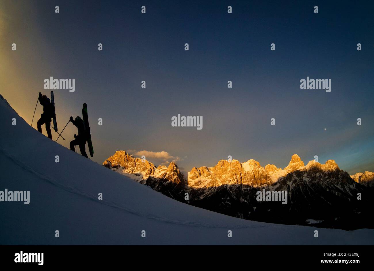 Ski mountaineering on dolomites Stock Photo